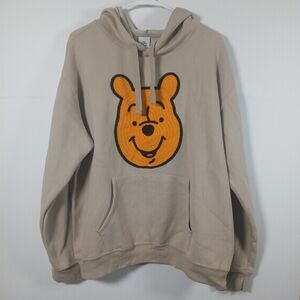 Disney Winnie the Pooh Pullover Sand Sweatshirt Hoodie XXL, KNITTED FACE EUC